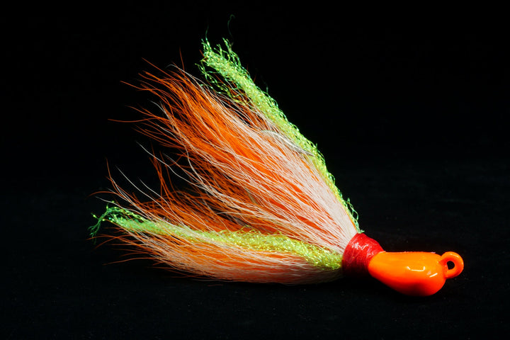 Orange and White Cobia Killer Lure, Gulfstream Lures, Bucktail Lures, Bottom Lures, Bottom Jigs, Cobia Lures, Casting Lures, Saltwater Lures