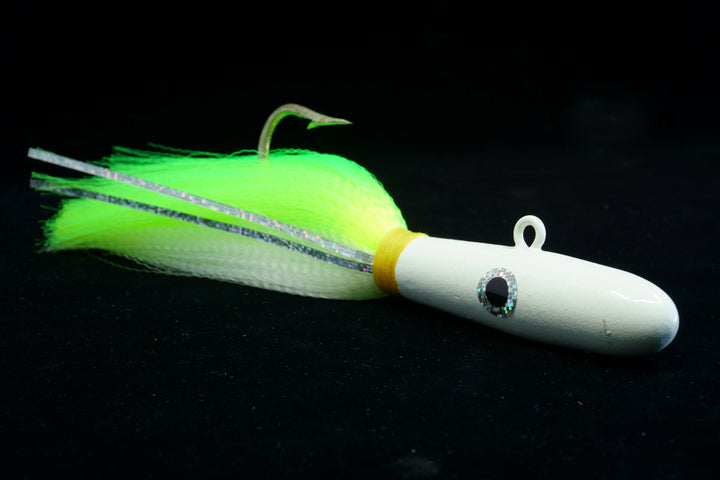 Yellow and White Deep Jig, gulfstream lures, bottom jigs, bottom lures, grouper lures, snapper lures, amberjack lures, shark lures, halibut lures
