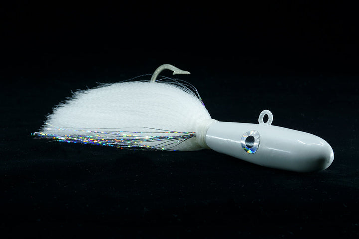 White Deep Jig, gulfstream lures, bottom jigs, bottom lures, grouper lures, snapper lures, amberjack lures, shark lures, halibut lures