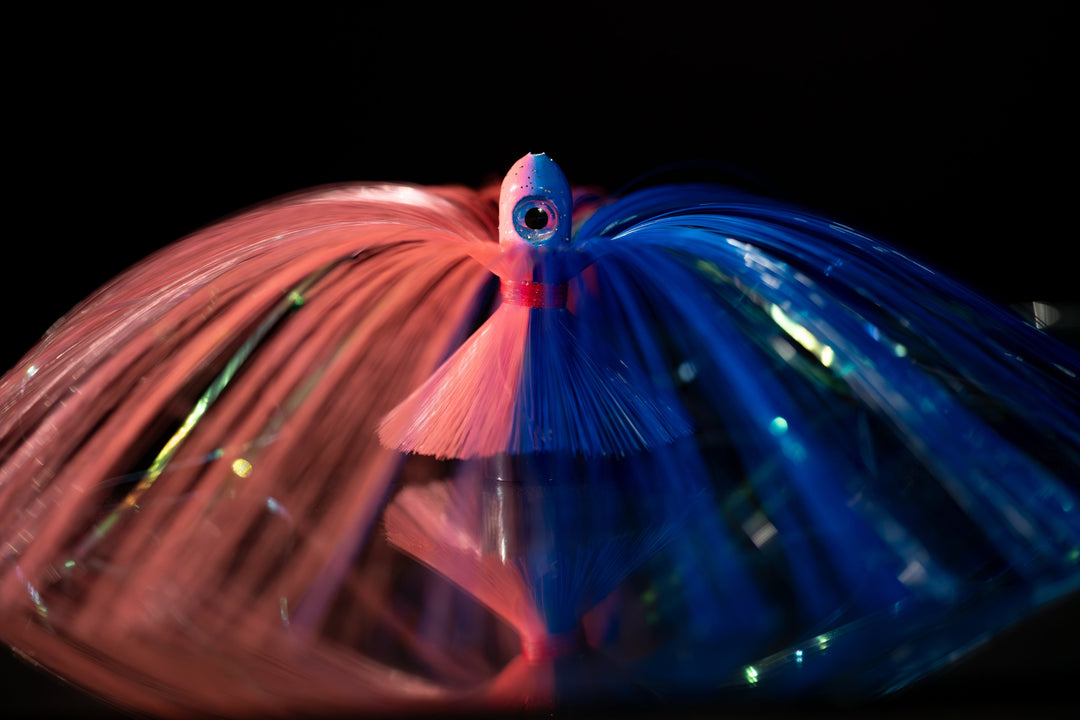 Zoom Witch is Gulfstream Lures trolling Witch on steroids! It has 3-D eyes, dual color heads and mylar flash strips. These trolling skirts are the perfect compliment to rig with ballyhoo, bonita belly strips, squid, etc. used as sailfish lures, dolphin lures, tuna lures, wahoo lures, and kingfish lures. Trolling Lures and Trolling Streamers. Trolling Skirts and Trolling Rigs. Trolling for dolphin, trolling for wahoo.