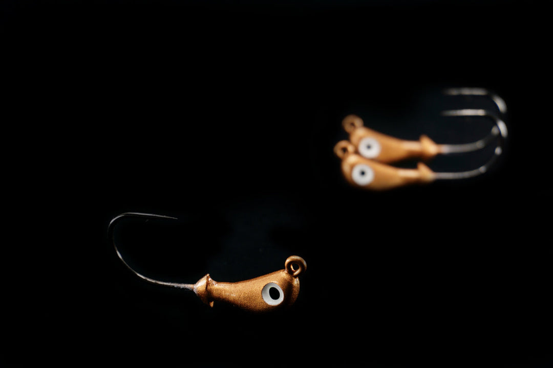 Gold Pro Rite Jig Head, gulfstream lures, saltwater jig heads, casting jigs, snook jig, snook lure, seatrout jig, seatrout lure, redfish jig, redfish lure, flounder jig, flounder lure, bonefish jig, bonefish lure, triple tail jig, triple tail lure, weedless jig head