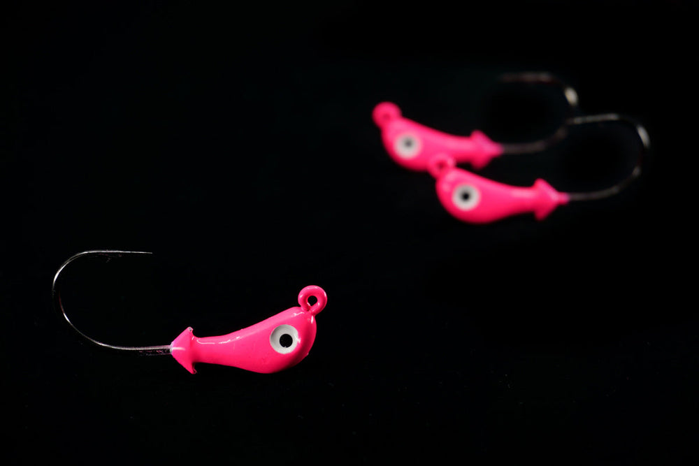 Pink Pro Rite Jig Head, gulfstream lures, saltwater jig heads, casting jigs, snook jig, snook lure, seatrout jig, seatrout lure, redfish jig, redfish lure, flounder jig, flounder lure, bonefish jig, bonefish lure, triple tail jig, triple tail lure, weedless jig head